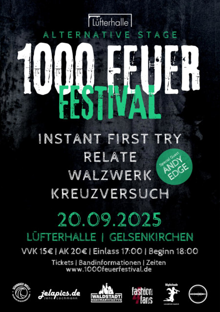 1000 FEUER FESTIVAL 2025: Zweiter Teil am 20.09. in der Lfterhalle