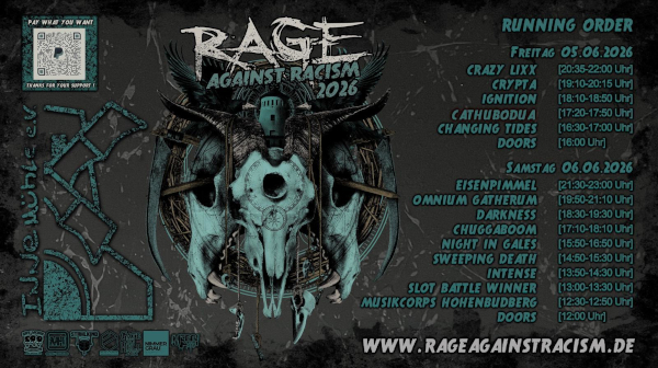 RAGE AGAINST RACISM 2026: Am 05. und 06. Juni wird 